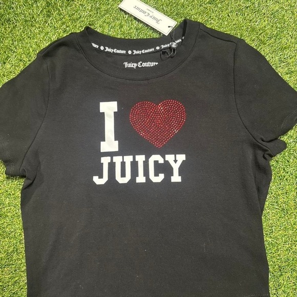 Juicy Couture I Love Juicy Black Crop T-Shirt - Picture 2 of 5